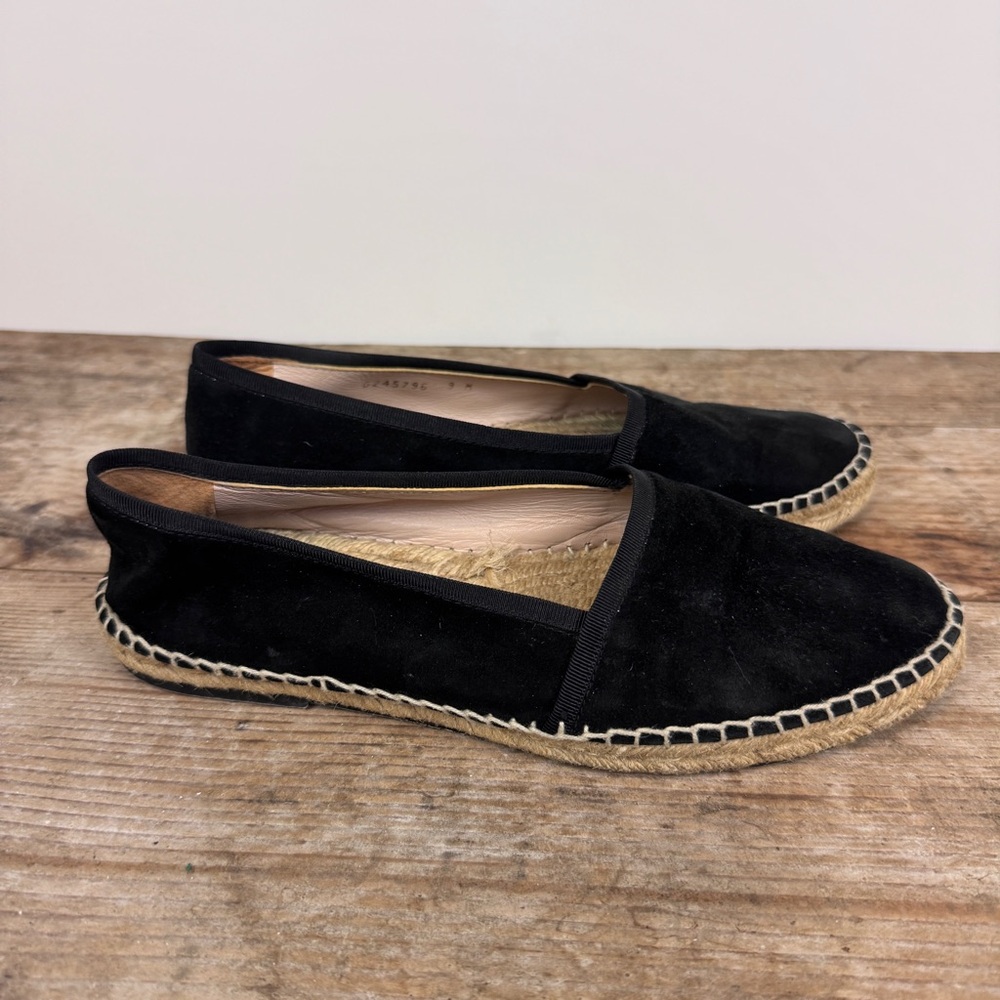 Stuart Weitzman 9M Black Suede Flat Espadrille Shoes - Picture 7 of 11